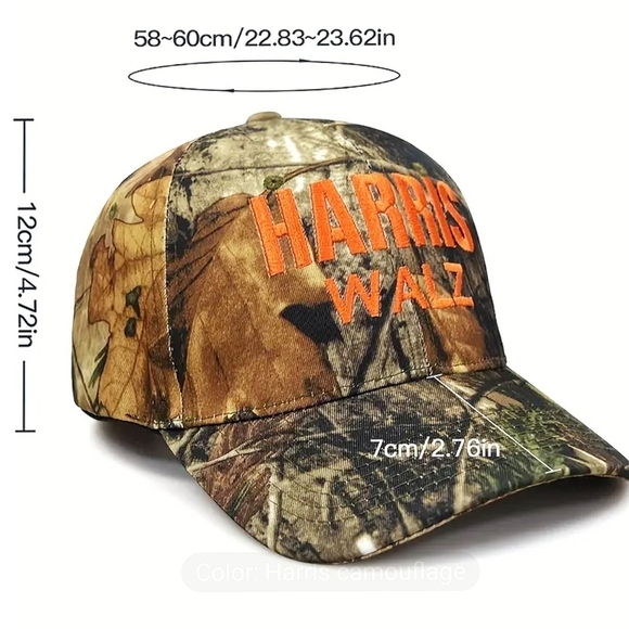 HARRIS-WALZ Camo Unisex Camouflage Hat Campaign 2024 Hunter Cap Adjustable New - Picture 7 of 7